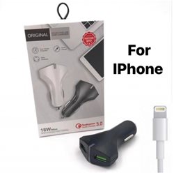 מטען רכב 2 יציאות USB יציאה אחת 3.1A ויציאה שניה 3.0QC. מגיע עם כבל אייפון.