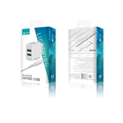 מטען קיר LIGHTNING USB שני כניסות .כבל אורך 1.20. מבית Nordic